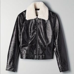 ARITZIA Wilfred Tempest Jacket • Black Faux Leather Vegan Sherpa • M Medium
